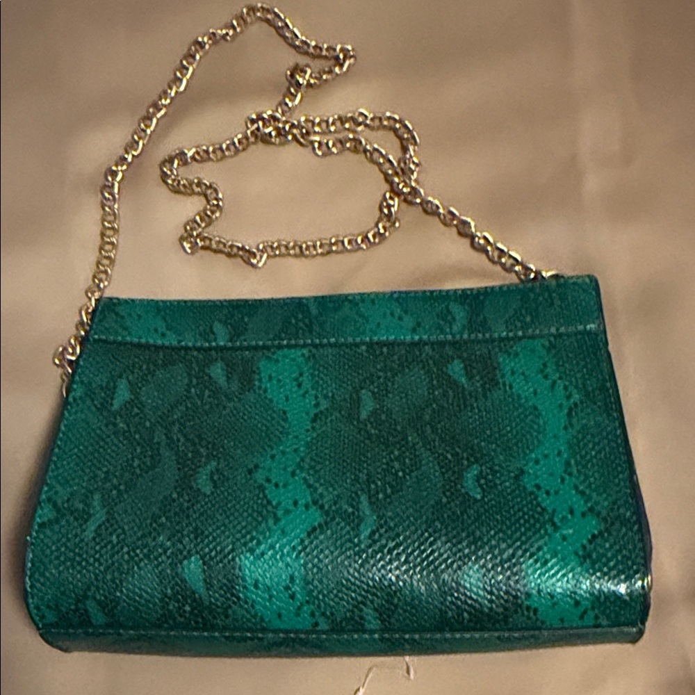 Green Snake Print # Chain Crossbody Bag - Picture 2 of 5
